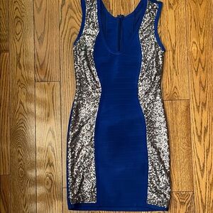 WOW Couture Blue and Silver Sequin Mini Dress